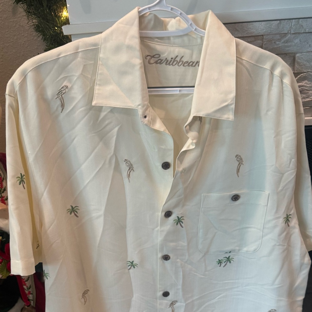 Caribbean Men's White Short Sleeve Shirt